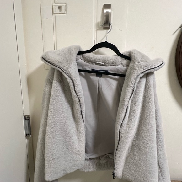 French Connection Faux Fur Jacket – Stone Grey – XS - Picture 4 of 8